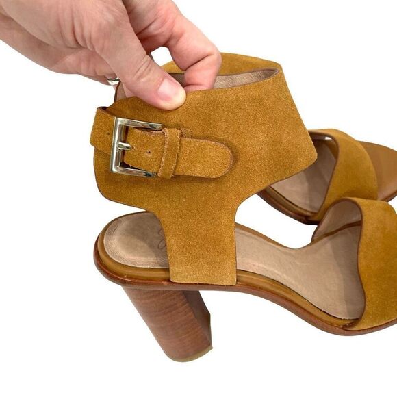 Joie suede mustard yellow ankle strap heels sandals Size 39.5 - Picture 6 of 9